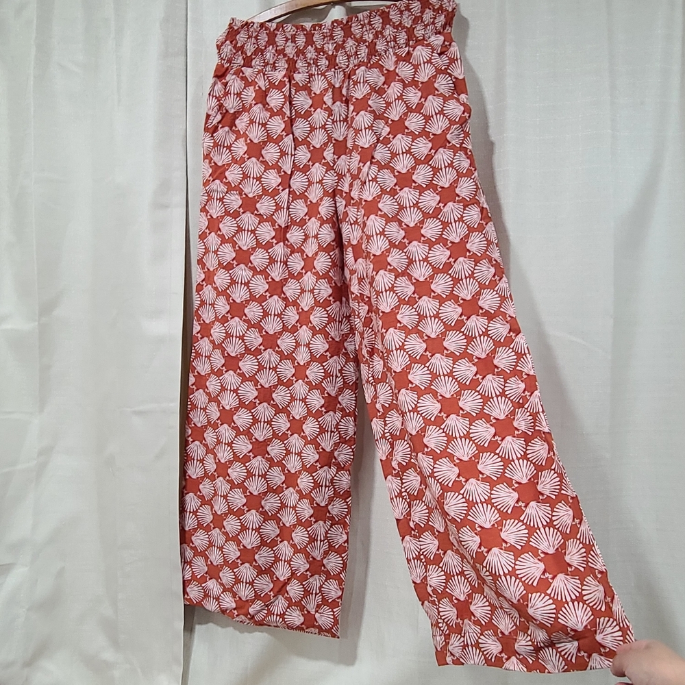 Maeve Anthropologie Seashell Printed Wide-Leg Pants Medium - Picture 4 of 15